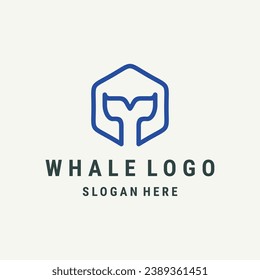 plantilla de diseño de icono de logotipo de ballena vector plano