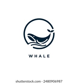 whale logo icon design template