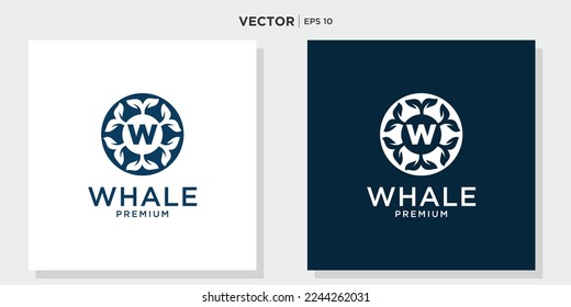  whale Logo icon design. Vector graphic design template element.