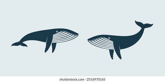 Whale logo. Isolated whale on blue  background