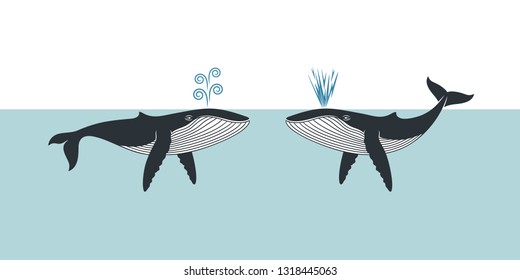 Whale logo. Isolated whale on white background