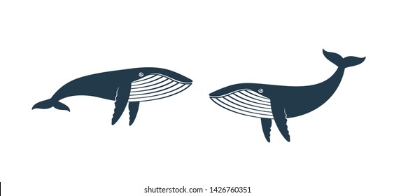 Whale logo. Isolated whale on white background