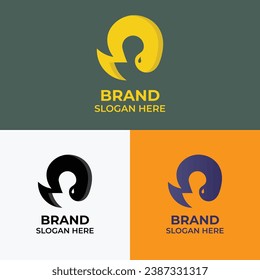 whale logo with a lightning tail and curves like the shape of water. Suitable for company logos with iconic whales and electric power