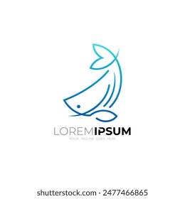 Whale logo with line style design, marine life logo template