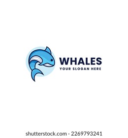 Whale Logo Mascot Icon Illustration