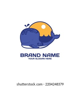 Whale logo mascot template design vector
