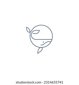 logotipo de ballena en estilo de arte de línea simple y minimalista