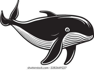 Whale Logo Monochrome Minimalistic Design 