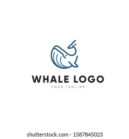 whale logo outline stroke vector. dynamic shape