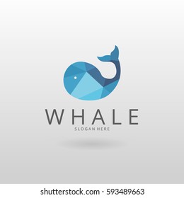 Whale logo. Polygonal whale logotype 