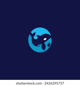 whale logo and simple waves template