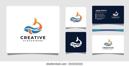 Whale Logo Template With Business Card Design Inspiration