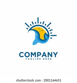 whale logo template design. Vector illustration.