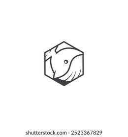 whale logo template line illustration design emblem vector