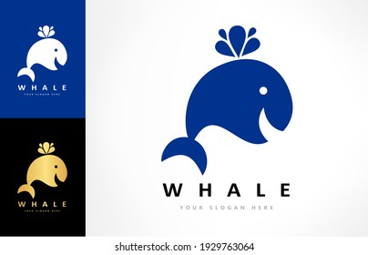 Whale logo vector. Animal marine mammals design.
