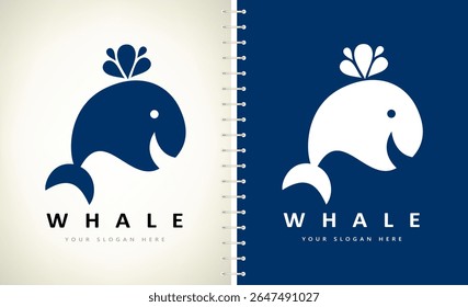 Whale logo vector. Animal marine mammals design
