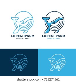 whale logo vector emblem line art outline download monoline