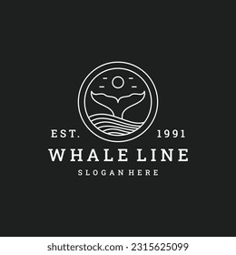 Icono del logotipo de ballena Icono Ilustración hipster vintage retro .