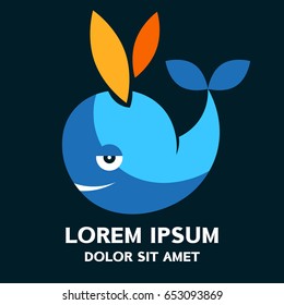 Whale logo . Vector illustration isolated on background .
