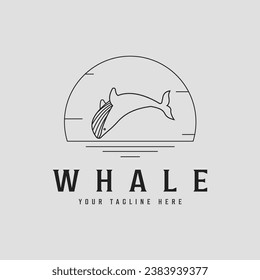 whale logo vector line art icon simple minimalist illustration design