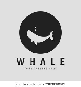 whale logo vector line art icon simple minimalist illustration design