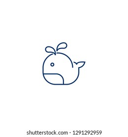 Whale Logos Thin Line Art Design