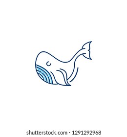 Whale Logos Thin Line Art Design