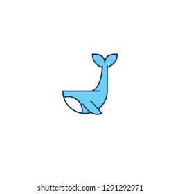 Whale Logos Thin Line Art Design