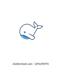 Whale Logos Thin Line Art Design