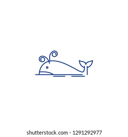 Whale Logos Thin Line Art Design