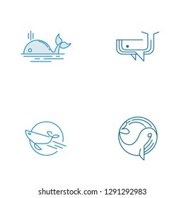 Whale Logos Thin Line Art Design