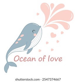 Amor à baleia: Ocean Affection Vetor Design