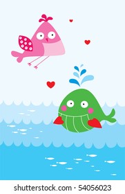 whale loves bird