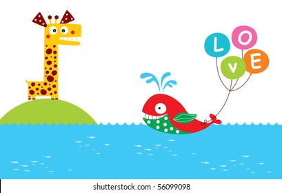 whale loves giraffe