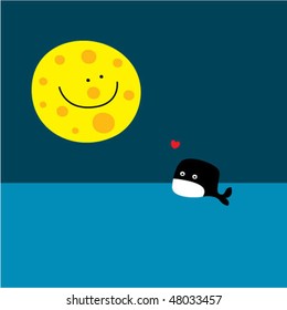 whale loves moon