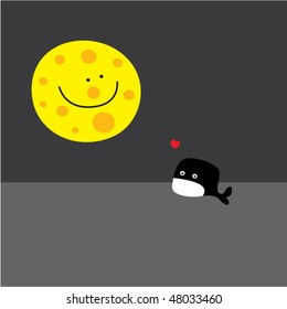 whale loves moon