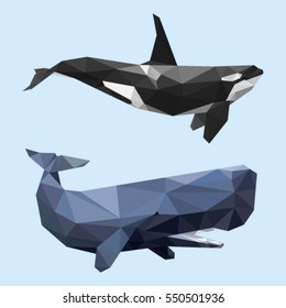 WHALE LOW POLY POLYGONAL GEOMETRIC 