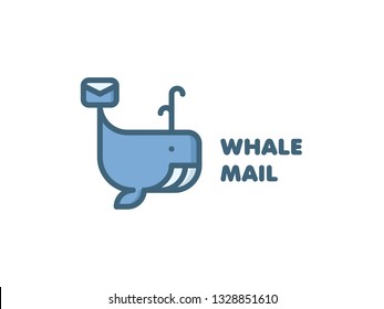 Whale Mail Illustration Logo