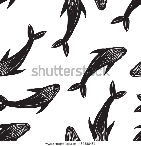 Whale Mammal Animal Black White Pattern Stock Vector (Royalty Free ...