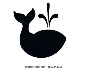 A whale is a marine animal. Whale silhouette for sign or logo. Vector icon - whale.