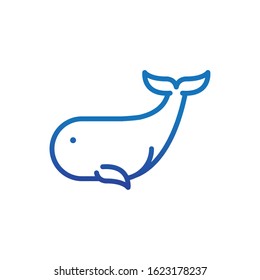 whale marine life thick line blue vector illustration