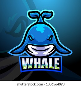 Whale mascot esport logo design	