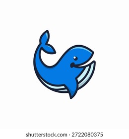 Logotipo de la mascota de la ballena con la cara sonriente