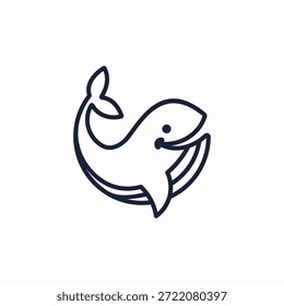 Logotipo de la mascota de la ballena con la cara sonriente