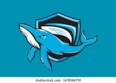 WHALE MASCOT LOGO VECTOR EPS