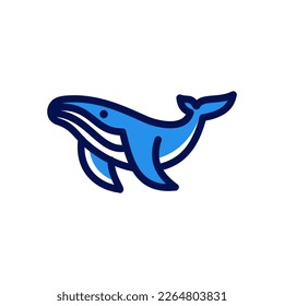 mascota de ballena sobre diseño vectorial de icono de línea simple, diseño de pictograma logo moderno de ballena en diseño de línea abstracta