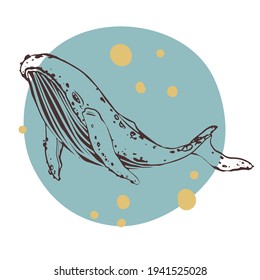 Whale. Minimalistic nautical illustration for invitations, posters, wall art, greeting cards, t-shirt and others