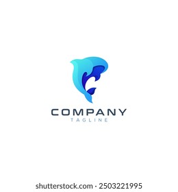 whale modern ocean logo design