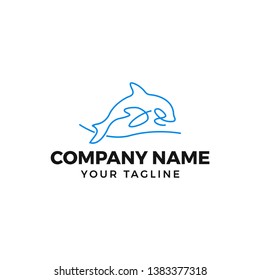whale monoline logo design
