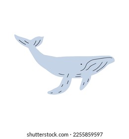Whale, ocean aniaml. Sealife in Scandinavian style on a white background. Great for poster, card, apparel print. Vector illustration